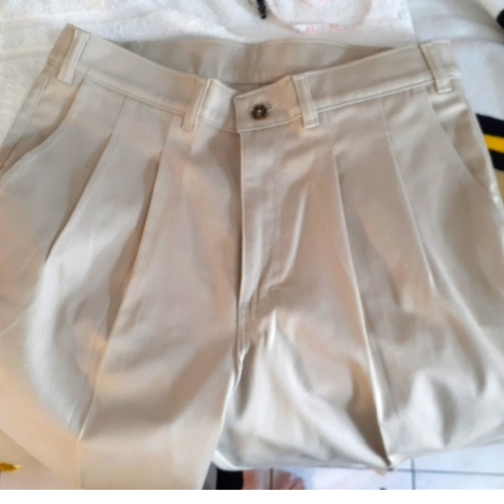 NNT Vtg Pleated Bill BLASS Chino Tan Slacks TROUSERS